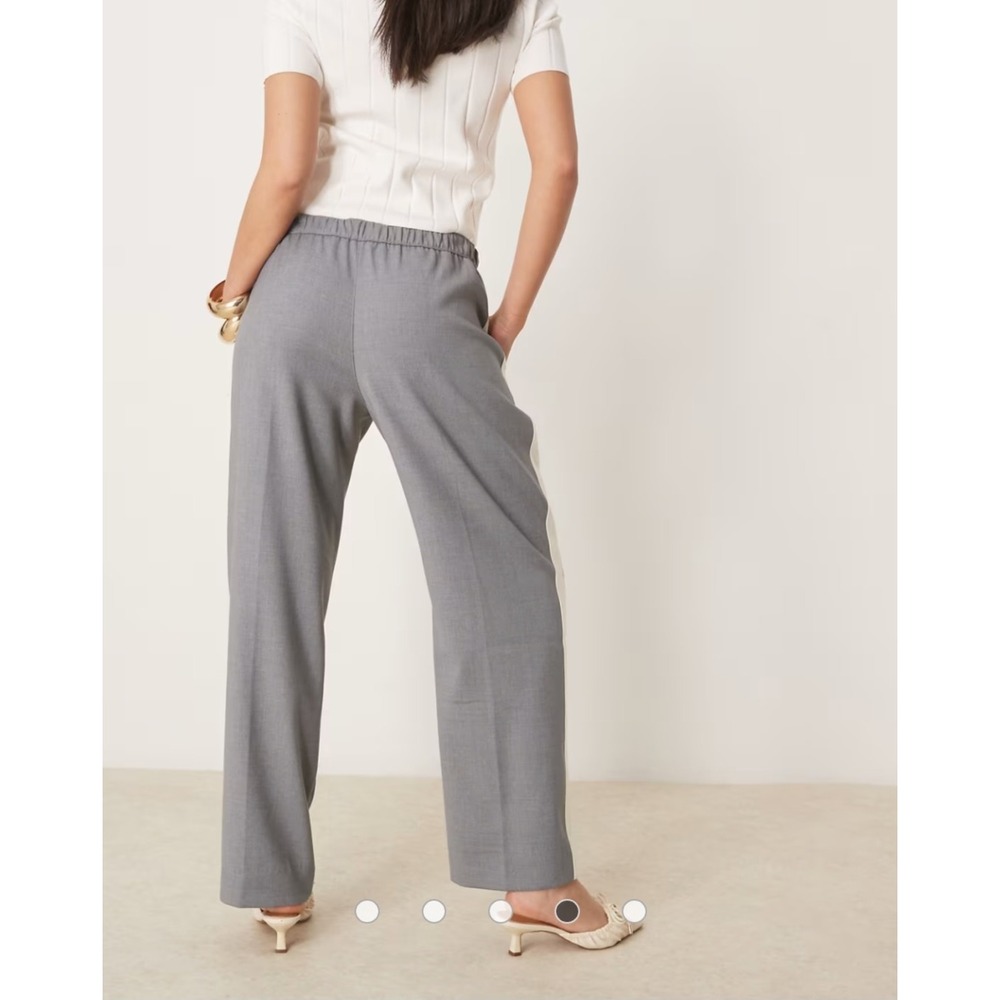 Abercrombie & Fitch Grey Side Stripe Wide Leg Trousers Pants XSL X-Small Long - Picture 2 of 11
